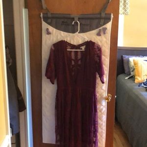 Maroon lace maxi romper